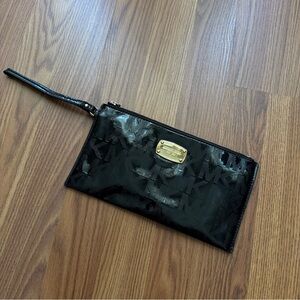 Michael Kors Patent Leather Black and Gold Wristlet